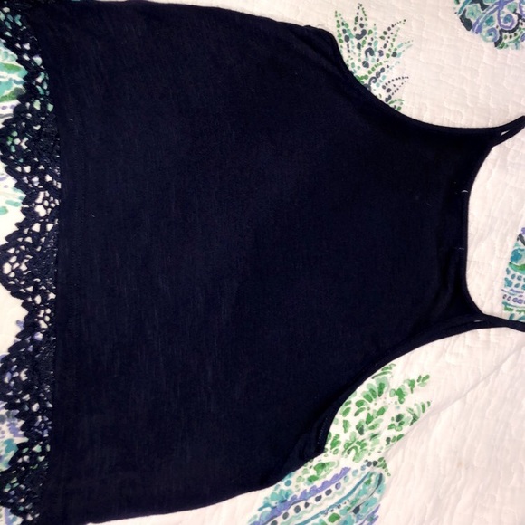 Spaghetti Strap Crop Top with Lace Detail - Picture 2 of 3